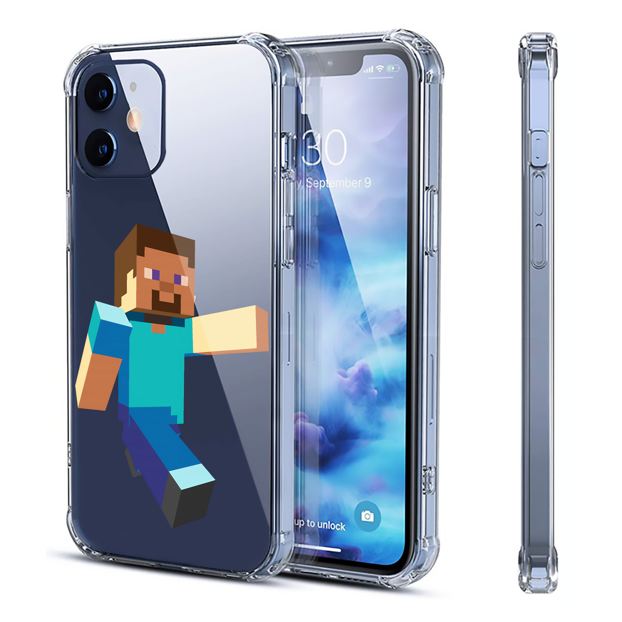 （画像用） マインクラフト ブロックの世界 Minecraft MC Block world 【iPhone 12シリーズ対応】透明スマホケース（クリアソフトケース）